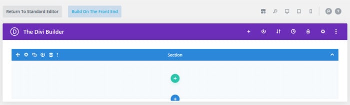 divi page builder on a new page
