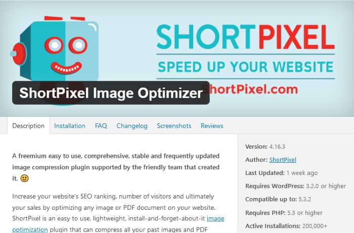 shortpixel wordpress plugin details